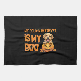 Golden Retriever Halloween Tea Towel