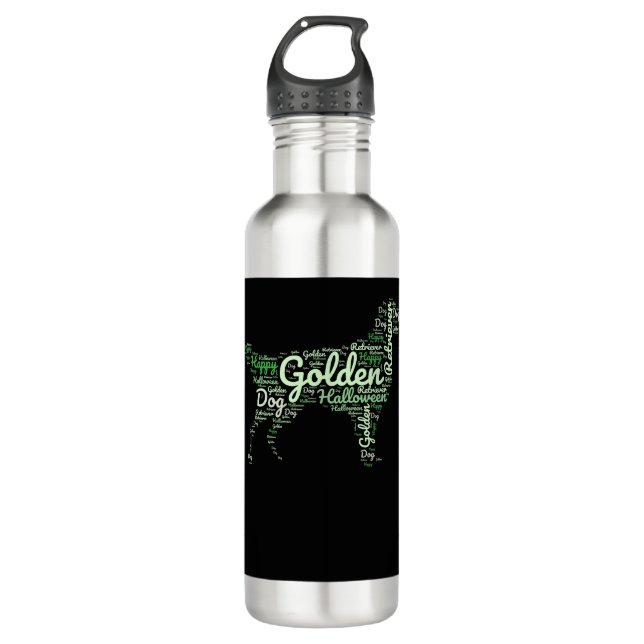 Golden Retriever Halloween Typography 710 Ml Water Bottle (Front)
