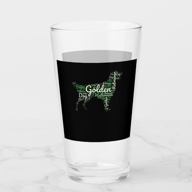 Golden Retriever Halloween Typography Glass (Front)
