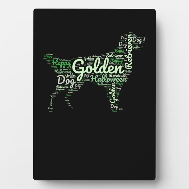 Golden Retriever Halloween Typography Plaque (Front)