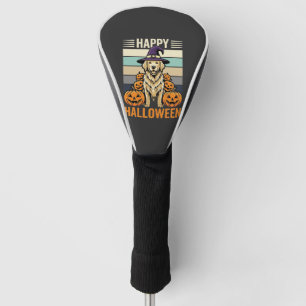 Golden Retriever Halloween Vintage Pumpkin Design Golf Head Cover