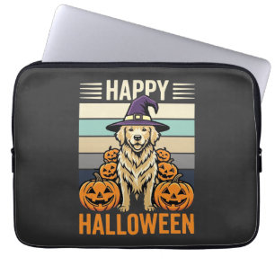 Golden Retriever Halloween Vintage Pumpkin Design Laptop Sleeve