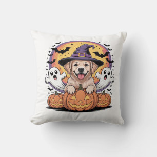 Golden Retriever Halloween Witch Dog Classic T-Shi Cushion