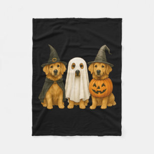 Golden Retriever Halloween Witch Ghost Pumpkin  Fleece Blanket