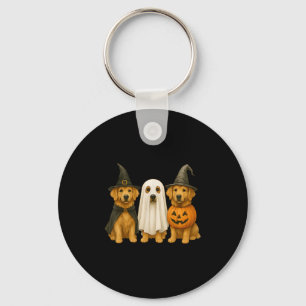 Golden Retriever Halloween Witch Ghost Pumpkin Key Ring