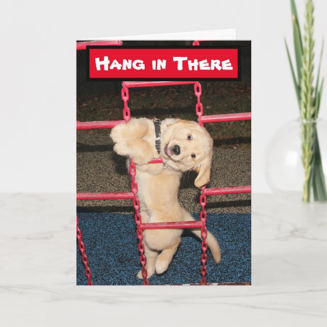 Golden Retriever Hang In There Encouragement  Card (Front)