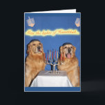 Golden Retriever Hanukkah Menorah Lighting Holiday Card<br><div class="desc">These golden retrievers are lighting the menorah to wish everyone a golden Hanukkah.</div>