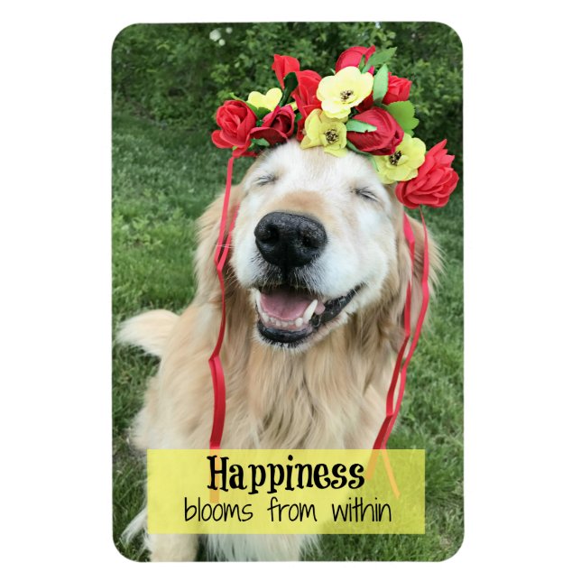 Golden Retriever Happiness Blooms From Within Magnet (Vertical)