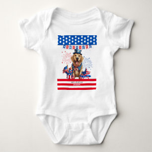 Golden Retriever Happy 4Th Of July US Independence Baby Bodysuit