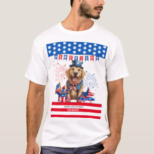 Golden Retriever Happy 4Th Of July US Independence T-Shirt