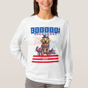 Golden Retriever Happy 4Th Of July US Independence T-Shirt