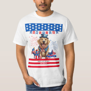 Golden Retriever Happy 4Th Of July US Independence T-Shirt