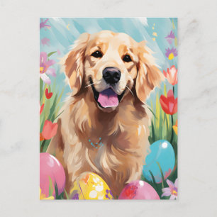 Golden Retriever Happy Easter Postcard