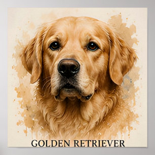 Golden Retriever Happy Family Dog Gift Poster