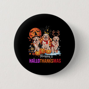 Golden Retriever Happy Hallothanksmas Halloween Th 6 Cm Round Badge
