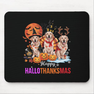 Golden Retriever Happy Hallothanksmas Halloween Th Mouse Pad
