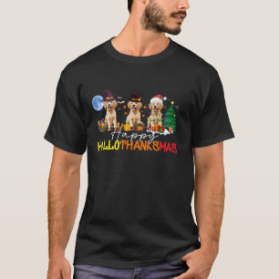 Golden Retriever Happy HalloThanksmas Halloween Th T-Shirt