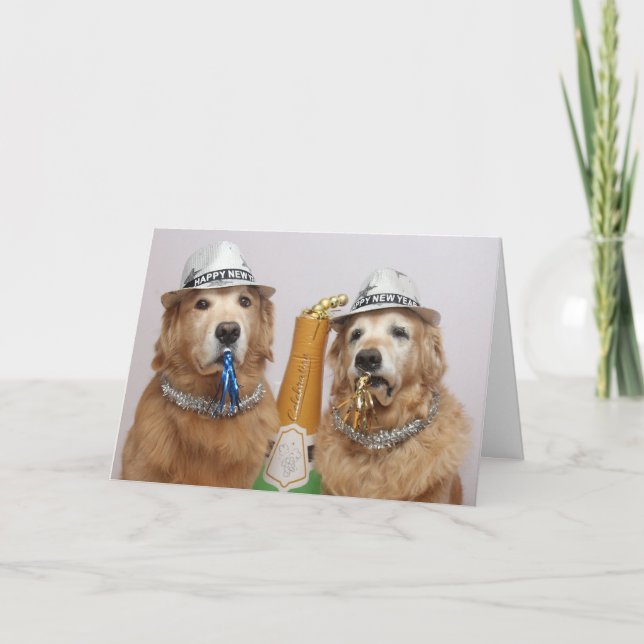 Golden Retriever Happy New Year Card (Front)