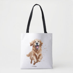 Golden Retriever Happy Playful Fun Jumping In Air Tote Bag