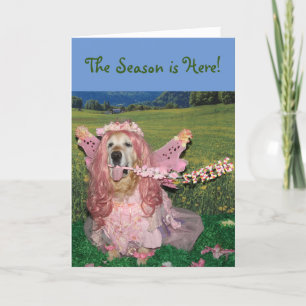 Golden Retriever Happy Spring Hoppy Easter Card