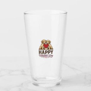 Golden Retriever Happy Valentine’s Day Glass