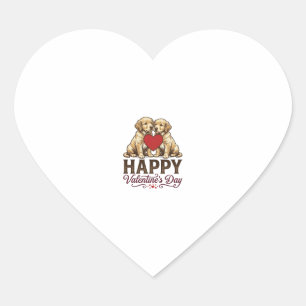 Golden Retriever Happy Valentine’s Day Heart Sticker