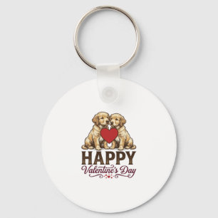 Golden Retriever Happy Valentine’s Day Key Ring