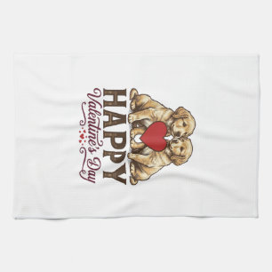 Golden Retriever Happy Valentine’s Day Tea Towel