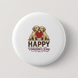 Golden Retriever Happy Valentines Day 6 Cm Round Badge