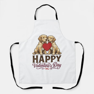 Golden Retriever Happy Valentines Day Apron