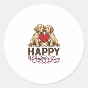Golden Retriever Happy Valentines Day Classic Round Sticker