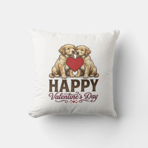 Golden Retriever Happy Valentines Day Cushion