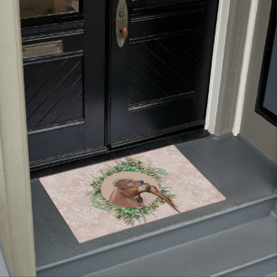 Golden Retriever Head with Pheasant Doormat