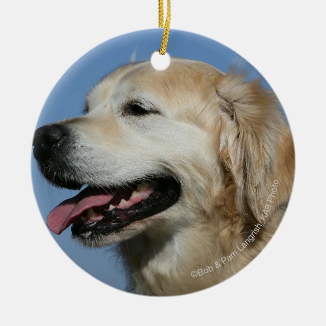 Golden Retriever Headshot 4 Ceramic Tree Decoration (Front)
