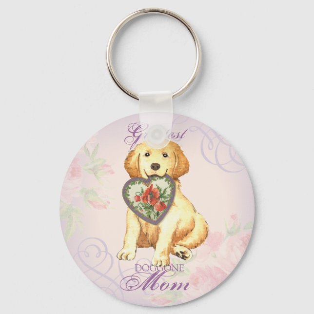 Golden Retriever Heart Mum Key Ring (Front)