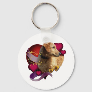 Golden Retriever Heart of Gold Key Ring