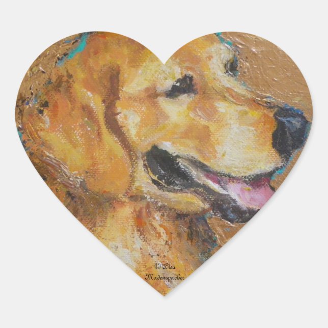 Golden Retriever Heart Sticker (Front)