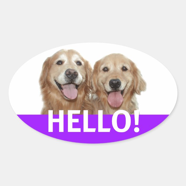 Golden Retriever Hello Oval Sticker (Front)