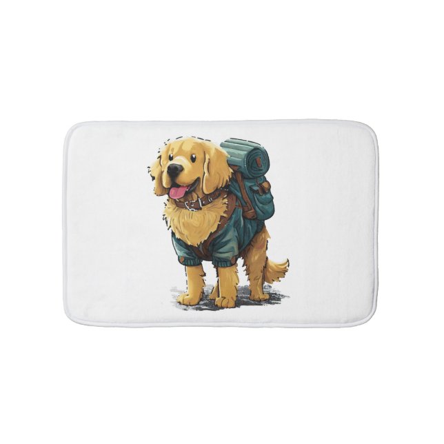 Golden Retriever Hiking and Camping  Bath Mat (Front)