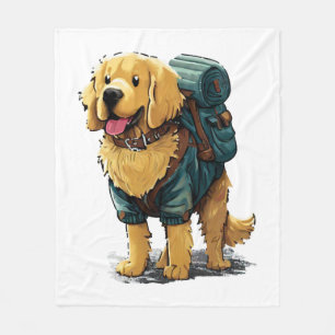 Golden Retriever Hiking and Camping Fleece Blanket