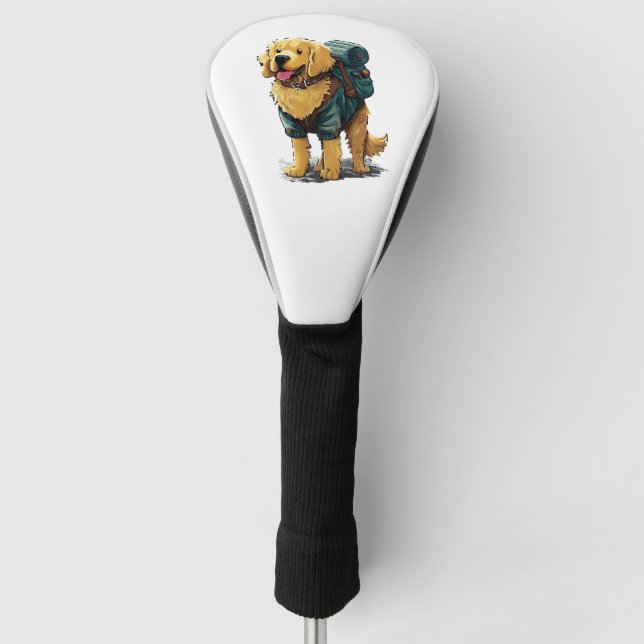 Golden Retriever Hiking and Camping  Golf Head Cover (Front)