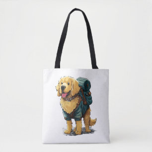 Golden Retriever Hiking and Camping Tote Bag