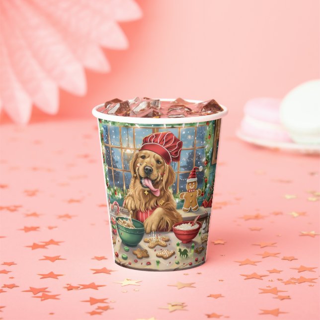 Golden Retriever Holiday Baking: Festive Christmas Paper Cups (Insitu)