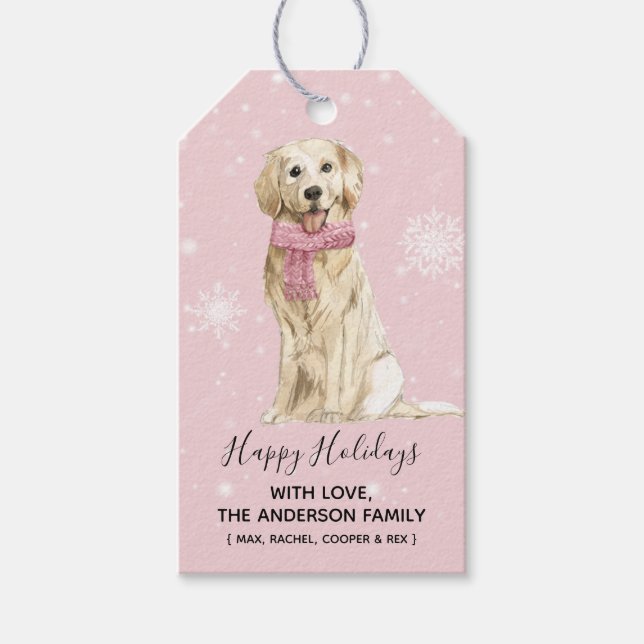 Golden Retriever Holiday Christmas Gift Tags (Front)
