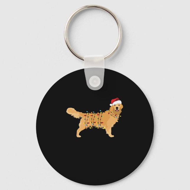 Golden Retriever Holiday Christmas Light Essential Key Ring (Front)