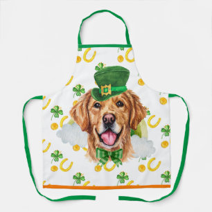 Golden Retriever Holiday Decor St Patrick Day Dog Apron