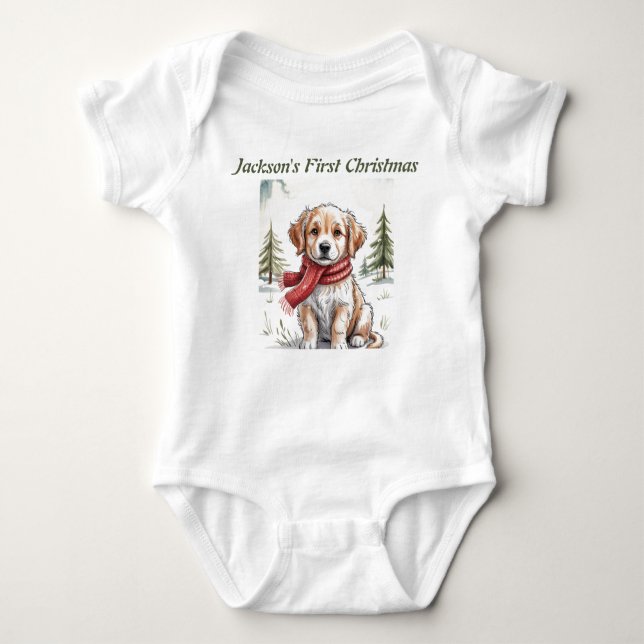  Golden Retriever Holiday Dog, Dog Lover, Baby Bodysuit (Front)