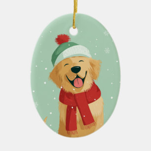 Golden Retriever Holiday Keepsake Ceramic Ornament