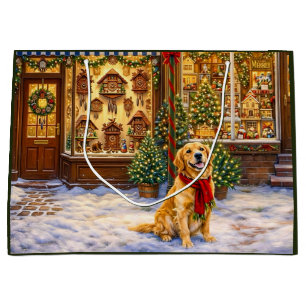 Golden Retriever Holiday  Large Gift Bag