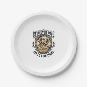 Golden Retriever Home Comfort Vintage Engraving Do Paper Plate